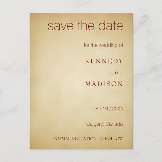 Sparen de Datum  Parchment Amazing Antiek Briefkaart (Voorkant)