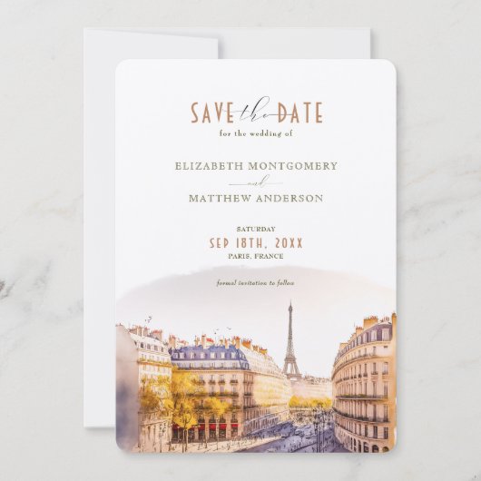 Sparen de Datum Parijs Frankrijk Bestemming Kaart (Voorkant)