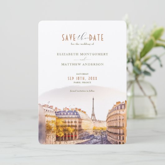 Sparen de Datum Parijs Frankrijk Bestemming Kaart (Staand voorkant)