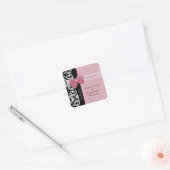Sparen de Datum Parisian Wedding Pink Ribbon Vierkante Sticker (Envelop)