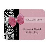 Sparen de Datum Parisian Wedding Roze Bow en de Na Magneet (Horizontaal)