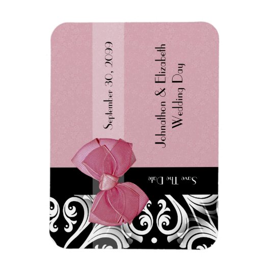 Sparen de Datum Parisian Wedding Roze Bow en de Na Magneet (Verticaal)