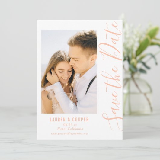 Sparen de Datum peach Stijlvol Manuscript Modern W (Staand voorkant)