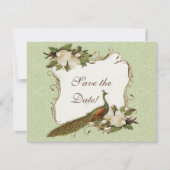 Sparen de Datum -  Peacock & Magnolia Swirl Save The Date (Voorkant)