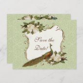 Sparen de Datum - Peacock & Magnolia Swirl Save The Date (Voorkant / Achterkant)