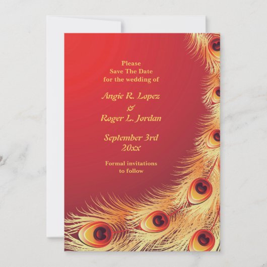 Sparen de Datum Peacock Wedding Flat Card Save The Date (Voorkant)