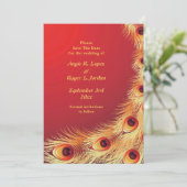 Sparen de Datum Peacock Wedding Flat Card Save The Date (Staand voorkant)