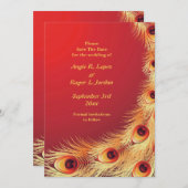 Sparen de Datum Peacock Wedding Flat Card Save The Date (Voorkant / Achterkant)