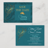 Sparen de Datum Peacock Wedding Mini Handout Informatiekaartje (Voorkant / Achterkant)