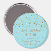 Sparen de Datum Petite Golden Stars Magnet-Aqua Magneet (Voorkant / Achterkant)