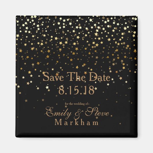 Sparen de Datum Petite Golden Stars Magnet-Black Magneet (Voorkant)