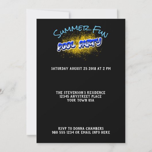 Sparen de Datum Pool Partij nodigt Gele Schema uit Save The Date (Achterkant)