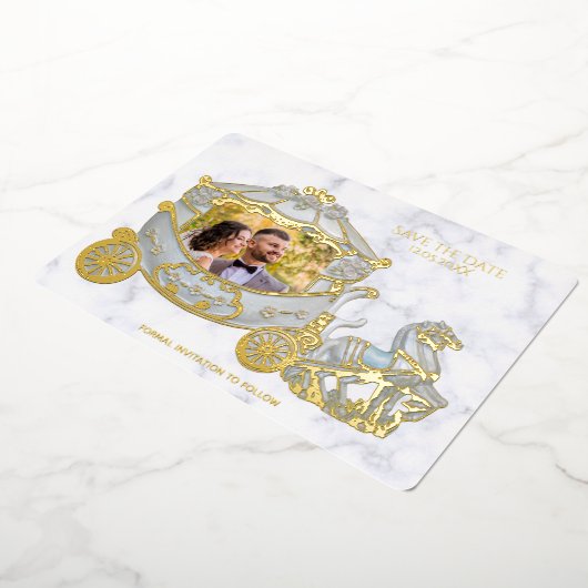 Sparen de Datum - Prinses in het Vervoer - Foto Folie Uitnodiging (Gedraaid)