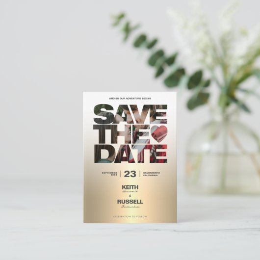 Sparen de Datum QR Weddenschap Website Gold Informatiekaartje (Staand voorkant)