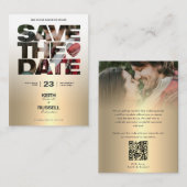 Sparen de Datum QR Weddenschap Website Gold Informatiekaartje (Voorkant / Achterkant)