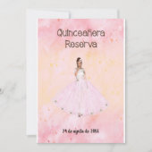 Sparen de Datum Quinceanera in Spaans Roze Kaart (Voorkant)