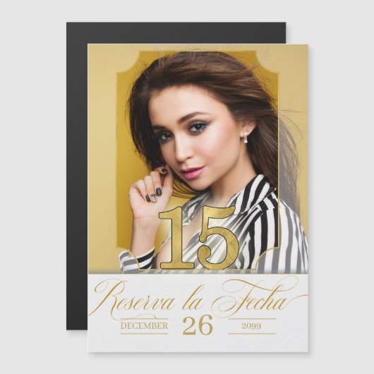 Sparen de Datum Reserva la Fecha Spaans Quinceaner (Voorkant / Achterkant)