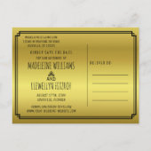 Sparen de Datum Retro Black Gold Deco Weddenfoto Aankondigingskaart (Achterkant)