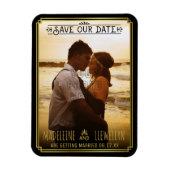 Sparen de Datum Retro Black Gold Deco Weddenfoto Magneet (Verticaal)