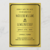 Sparen de Datum Retro Black Gold Deco Weddenfoto Save The Date (Achterkant)