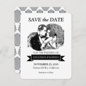 Sparen de Datum  Retro Grote Gatsby Stijl 20s Save The Date (Voorkant / Achterkant)