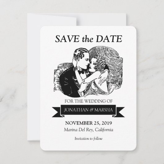 Sparen de Datum  Retro Grote Gatsby Stijl 20s Save The Date (Voorkant)