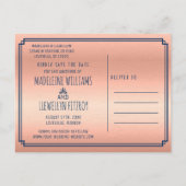 Sparen de Datum Retro Roos Gold Deco Weddenfoto Aankondigingskaart (Achterkant)