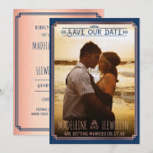 Sparen de Datum Retro Roos Gold Deco Weddenfoto Save The Date (Voorkant / Achterkant)