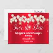 Sparen de Datum Rode ballonnen sparen Al Voorval Aankondigingskaart (Voorkant / Achterkant)