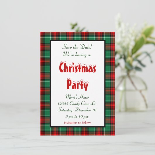 Sparen de Datum Rode Groene Geplakte Editable Aankondiging (Staand voorkant)