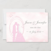 Sparen de Datum Romantic Droy Pink Wedding Couple Magnetische Uitnodiging (Voorkant)