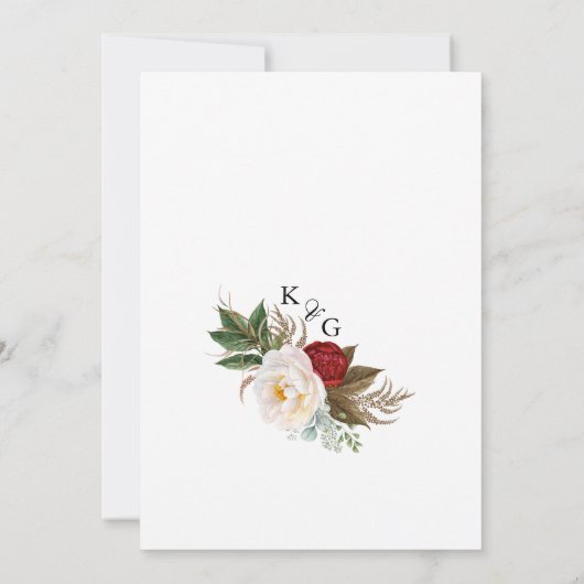 Sparen de Datum Romantic Floral Monogram Weddensch Kaart (Achterkant)