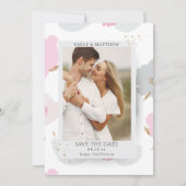 Sparen de Datum Romantische Paars Floral Foto Save The Date (Voorkant)