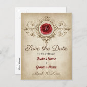 Sparen de Datum Roos Diamond Glamoureuze Bling Vin Aankondigingskaart (Voorkant / Achterkant)