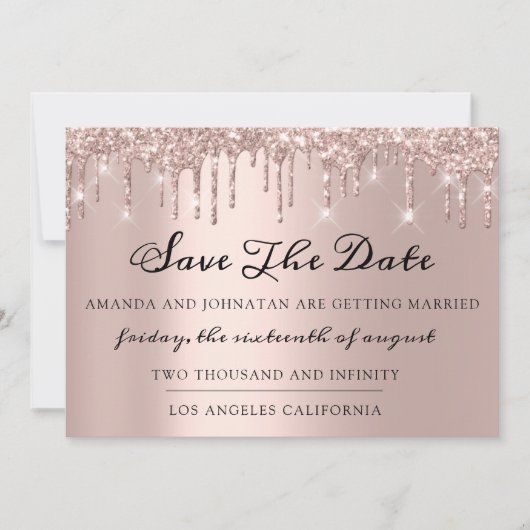 Sparen de Datum Roos drijft Vonk Glitter grijs Sil Save The Date (Voorkant)