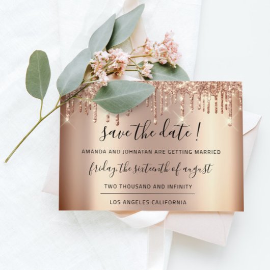 Sparen de Datum Roos Gold Drives Glitter van de Vo Save The Date