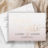 Sparen de Datum Roos Gold Foil Vakantie Post Kaart