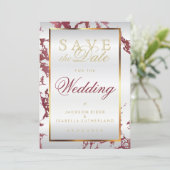 Sparen de Datum Roos Gold Marble, Wit en Goud Save The Date (Staand voorkant)