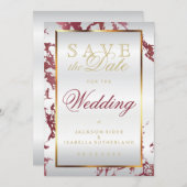 Sparen de Datum Roos Gold Marble, Wit en Goud Save The Date (Voorkant / Achterkant)