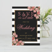 Sparen de Datum Roos Gold met Zwart-wit Save The Date (Staand voorkant)