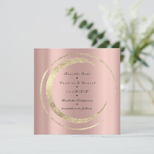 Sparen de Datum Roos Golden Circles van de Humming Save The Date (Staand voorkant)