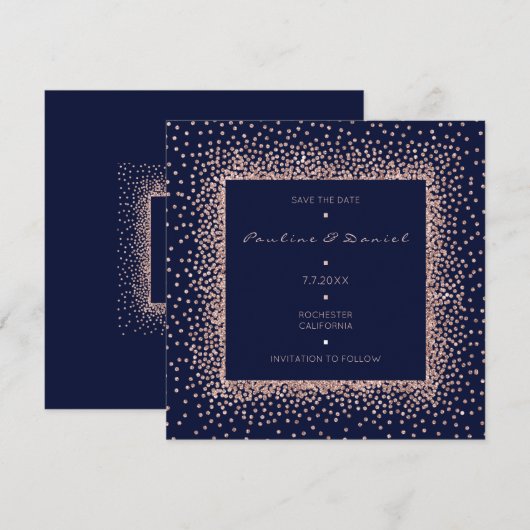 Sparen de Datum Roos van de gouden Blauwe Zeemacht Save The Date (Voorkant / Achterkant)