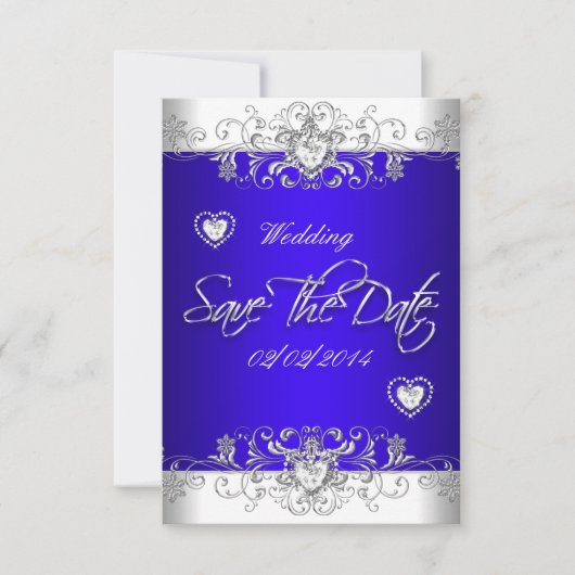 Sparen de Datum Royal Blue Wedding White Diamond H Save The Date (Voorkant)