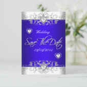 Sparen de Datum Royal Blue Wedding White Diamond H Save The Date (Staand voorkant)