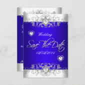 Sparen de Datum Royal Blue Wedding White Diamond H Save The Date (Voorkant / Achterkant)