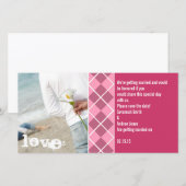 Sparen de Datum roze Argyle Uw Foto Save The Date (Voorkant / Achterkant)