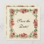 sparen de Datum, Roze Bloemen Vloeiende Rozen Save The Date (Voorkant / Achterkant)