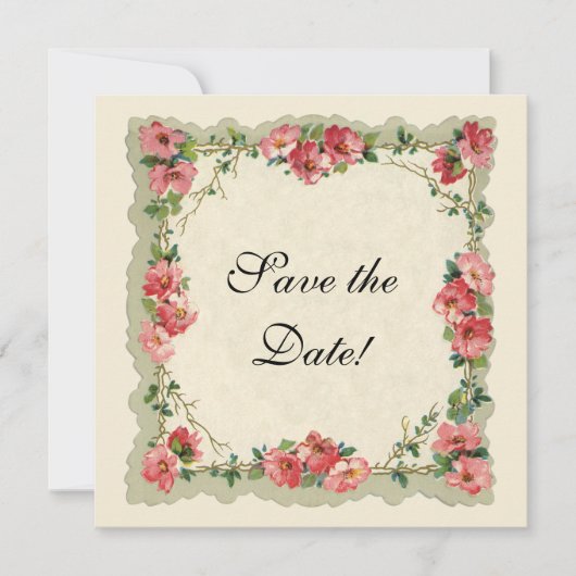 sparen de Datum, Roze Bloemen Vloeiende Rozen Save The Date (Voorkant)