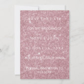 Sparen de Datum Roze Blush Roos Glitter Microfone Save The Date (Achterkant)