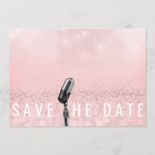 Sparen de Datum Roze Blush Roos Glitter Microfone Save The Date
